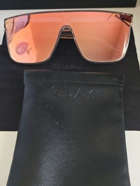 Quay Australia Shield Sunglasses with Pink-Orange Gradient Lens